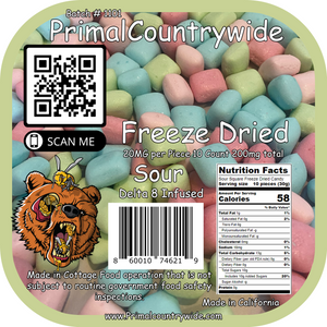 200mg Sour Square Freeze Dried Distillate Infused Candy