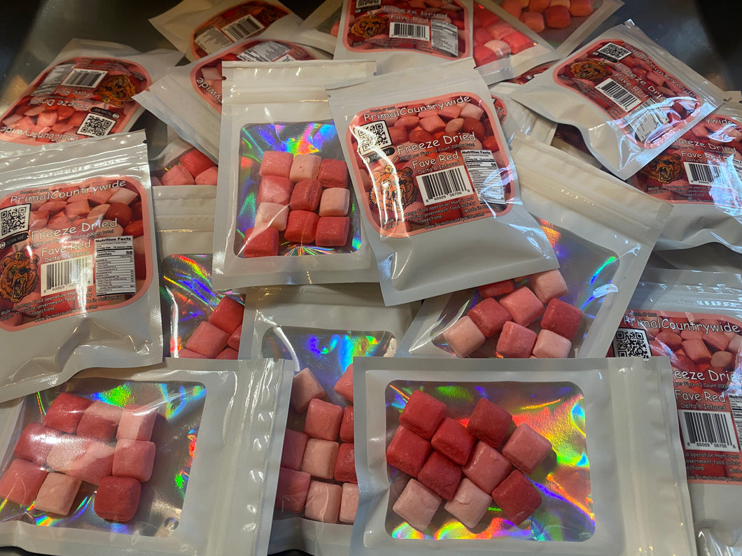 200mg Fave Red Square Freeze Dried Distillate Infused Candy